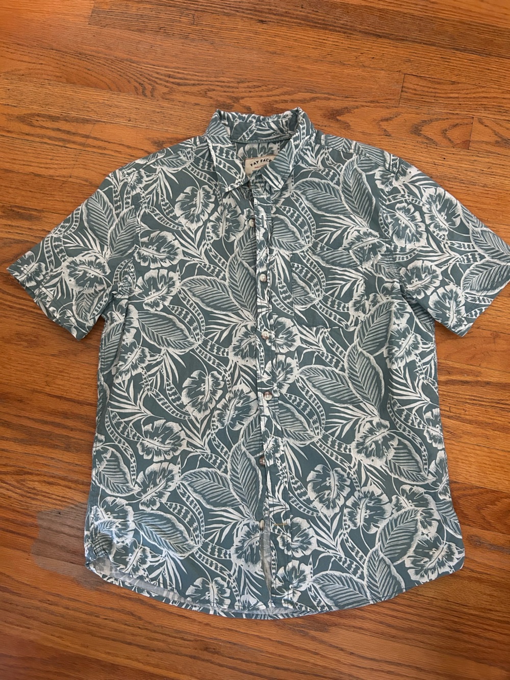 Kids' Teal & White Tropical Print Short-Sleeve Jacket